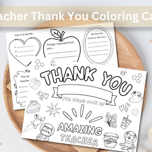 Druckbare Dankeschön-Karte für Lehrer Dankeschön-Farbkarte für Lehrer Individuelles Geschenk für Lehrer Ende des Jahres DIY Karte Digitaler Download