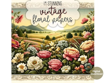 Vintage Floral Digital Papers – Printable Ephemera Download