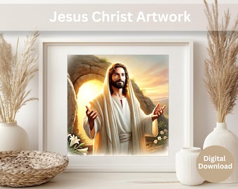 Jesus Christ Easter Resurrection Art: Christian Home Decor (Digital Download)