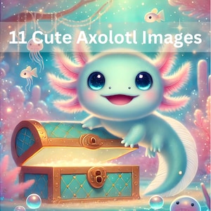 11 süße Axolotl Digitale Downloads Blaue Axolotl Clipart Junk Journals Scrapbooking Kinder Aufkleber niedliche PNG Kawaii Axolotl Printable