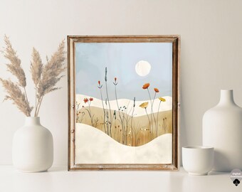 Minimalist Winter Floral Wall Art | Neutral Botanical Print | Simple Scandinavian Home Decor