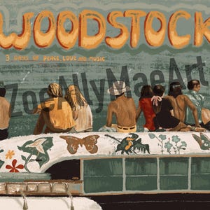 Handmade Digital Woodstock 1969 Music Band Poster Art Print