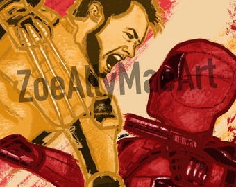 Handgemaakte digitale superheldenfilmposterkunstprint