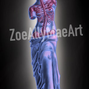 Handmade Digital Venus Skeleton Poster Art Print
