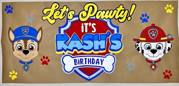Puppy Paw Themed HAND PAINTED Brown Kraft paper banners! Completely customizable for any event! :)