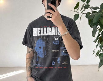 Camiseta gráfica de Pinhead de Hellraiser / Camiseta vintage de película de terror de culto de los 80