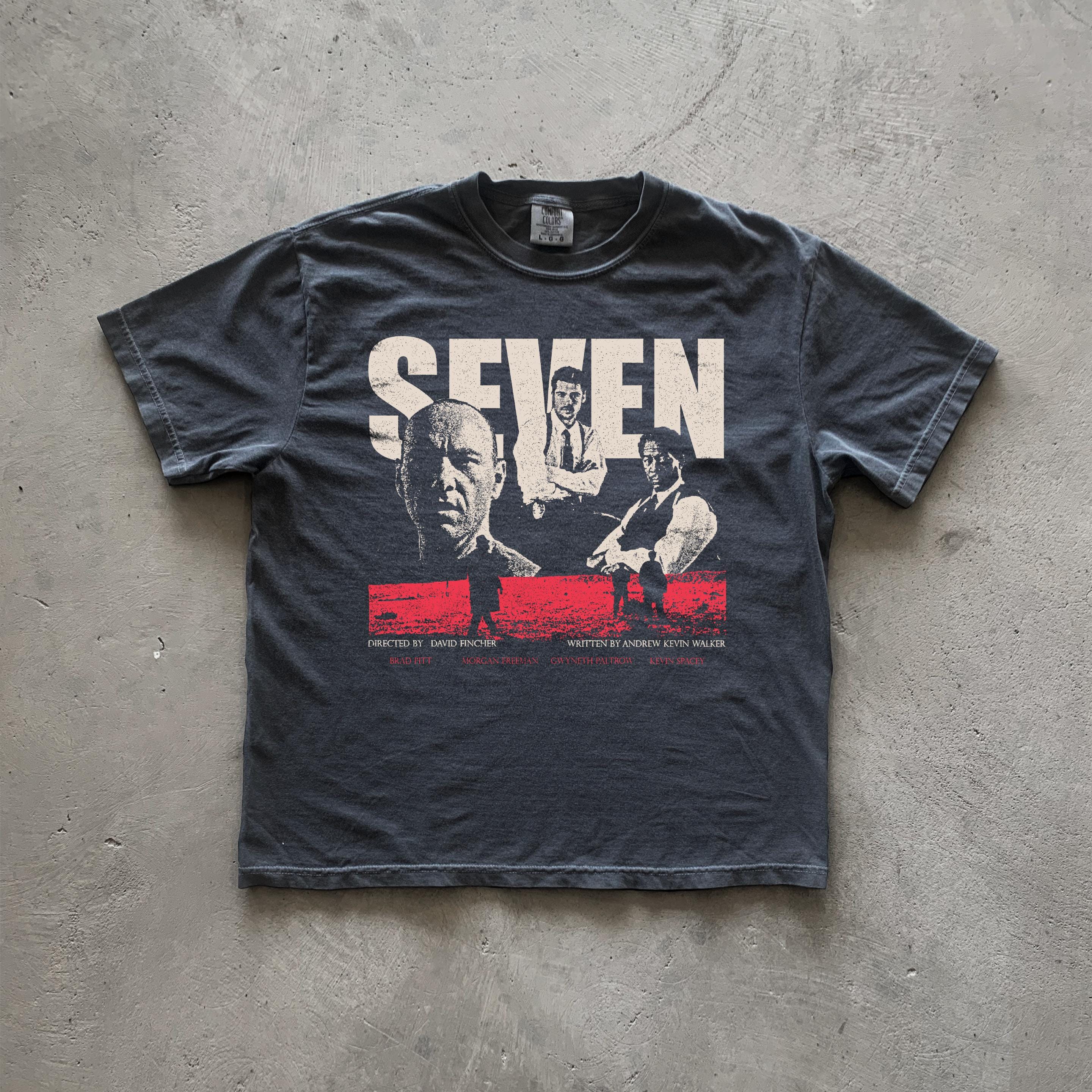 トップス seven Brad Pitt S/S Movie T-Shirt Black What's In The Box Brad Pitt Seven Movie Fan T Shirt 2019-10