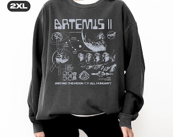 Sudadera de la misión Artemis II de la NASA: Estilo vintage, estampado DTG, ropa de exploración espacial.