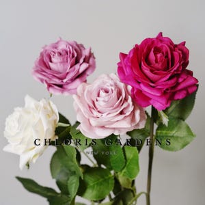 Rosa Real Touch da 17", stelo di rosa inglese finto, fiore realistico da matrimonio, fiore di seta artificiale, decorazione floreale per la casa, regalo per lei