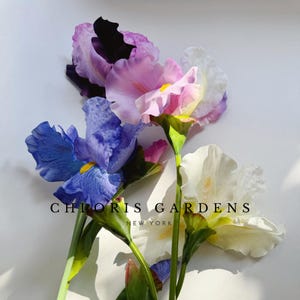 Ramo di fiori di iris di seta da 31", fiore artificiale realistico, composizione floreale finta, decorazione floreale per la casa, artigianato con fiori di campo per matrimoni, regalo per lei