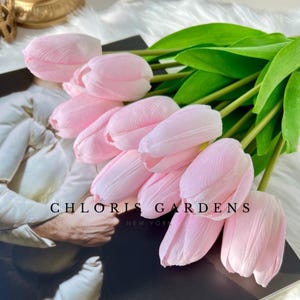 10 Stengel Real Touch Tulip Bouquet, Faux Fake Tulip Blumenstrauß, Kunstlatex Seidenstoff Blume, Geburtstagsgeschenk für Sie, Home Decor