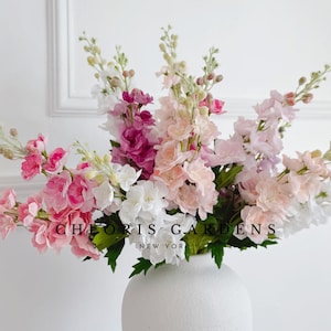28" Real Touch Consolida Ajacis Double Delphinium, Artificial Delphinium Stem, Faux Flower Centerpiece, Home Decor Decorative Branch Craft