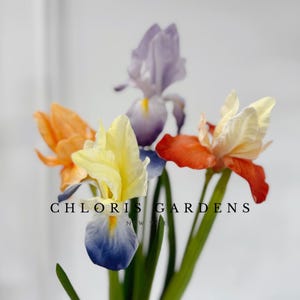 Fiore di iris artificiale di alta qualità da 23", fiore di iris francese finto realistico, decorazione floreale per la casa, regalo per la mamma, fiore di tessuto di seta finto.