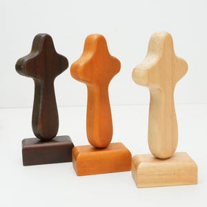 Handmade Wooden Cross, Wood Comfort Cross, Standing Holy Land Cross Jerusalem Holy Blessed Gift,  First Communion Gift, Religious Gift