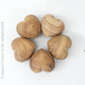 Hand Carved Olive Wood Hearts , 3D Heart Shape, Wood Comfort Heart, Valentine&#39;s Day Gifts, Wedding Gifts, Wedding Anniversary Gifts