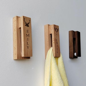 Customized Name Hook, Wooden Coat Hook Wall Mount, Decorative Wall Hooks, Wooden Bathroom Towel Hooks, Home Decor Gift, Housewarming Gift