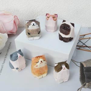 Handmade Wooden Cat Figurine, Minimalist Cat Ornament, Cat Wooden Ornaments, Animals Lovers Gift, Cat Lover Gift, Gift For Mother