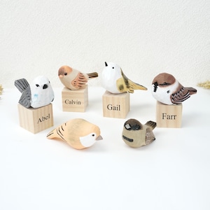 Handmade Wooden Carving Birds Figurine, Bird Sculpture, Bird Desk Decor, Wooden Ornaments, Animals Lovers Gift, Gifts For Bird Lovers