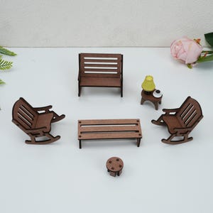 Miniature Wood Furniture, Doll House Furniture, Dining Table And Chair Dollhouse, Miniature Handmade Wooden House Furniture, Doll&#39;s House