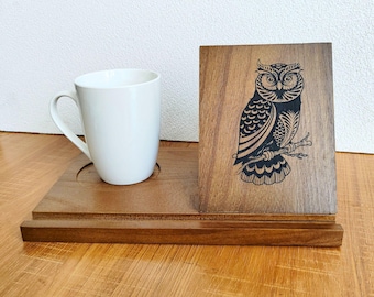 Handmade Wooden Book Stand, Wooden Triangle Bookmark, Wooden Organizer, Wooden Mobile Holder With Coaster, Phone iPad Holder, Book Gift
