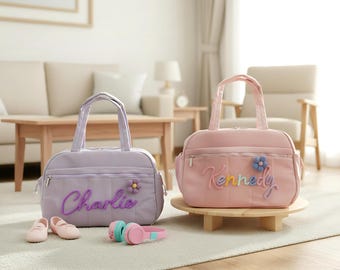 Girl’s Ballet Dance Duffel: Custom Name Tag & Spacious Compartments, Toddler Ballet Recital Gift
