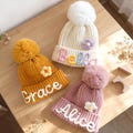 Personalized Kids Knit Beanie: Toddler to Adult Sizes, Detachable Pom