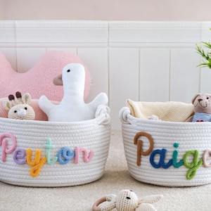 Baby-Dusche-Geschenk-Korb, personalisierte Baby Geschenk Kinderzimmer Dekor Korb, Baby Namen Geschenk, Baby Girl Geschenk, Baby Jungen Geschenk, Aufbewahrungskorb, Neugeborenen Geschenk