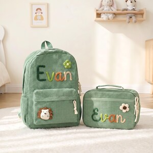 Custom Name School Bag: Personalized Corduroy Kids Backpack Set - Etsy