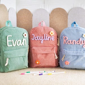 Sac à dos pour fille avec prénom fait main | Sac à dos pour tout-petit | Sac à dos pour garçons d'âge préscolaire | Cadeaux scolaires pour 2 3 4 5 6 7 8 ans Fille/Garçon/Sœur