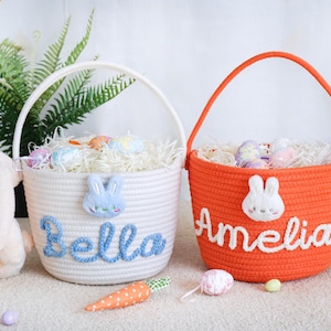 Personalisierter Osterkorb für Kinder, benutzerdefinierter Name Osterhasenkorb, Babynamenkorb, Ostereisuche, Ostereimer