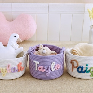 Baby-Dusche-Geschenk-Korb, personalisierte Baby Geschenk Kinderzimmer Dekor Korb, Baby Namen Geschenk, Baby Girl Geschenk, Baby Jungen Geschenk, Aufbewahrungskorb, Neugeborenen Geschenk