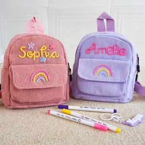 Mini mochila para niños, bolsa de nombre personalizada bordada a mano, mochila con letras, mochila personalizada para niños, mochila con patrón, regreso a la escuela,