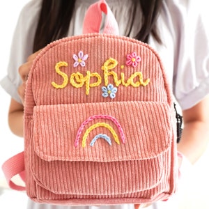 Sac à dos personnalisé, Sac à dos pour enfant, Sac à dos avec lettre, Sac à dos pour enfant personnalisé, Sac à dos avec motif, Rentrée scolaire, Mini sac brodé à la main