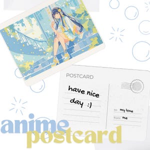 Cartão postal personalizado de anime – Ilustração desenhada à mão com fundo completo e borda de cartão postal | Presente de arte de anime personalizado | Imprimível 4x6 ou 5x7