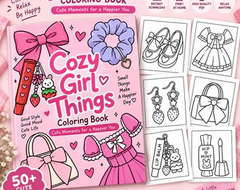 Cozy Girl Things Coloring Book | Moments, Relaxation (Digital Download)