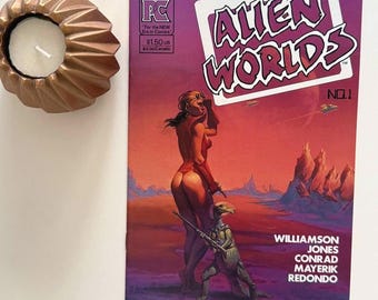 Alien Worlds #1 (1982) Copertina fantascientifica dipinta - Fumetto vintage chiave