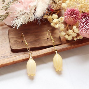 Handmade Lily of the Valley Earrings: Real Dried Flower Resin Jewelry