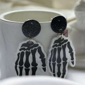 Skull Hand Halloween Earrings: Gothic Skeleton Earrings