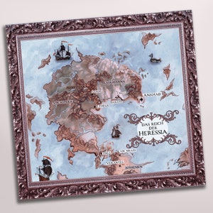 Medium Fine Art Print Melodie der Asche - Das Reich der Heressia Weltkarte 21x22.8cm