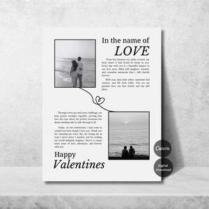 Poster del film Regalo personalizzato Idea regalo per San Valentino Modello per anniversario di coppia Regalo di San Valentino per marito Fai da te Stampabile Modificabile Canva