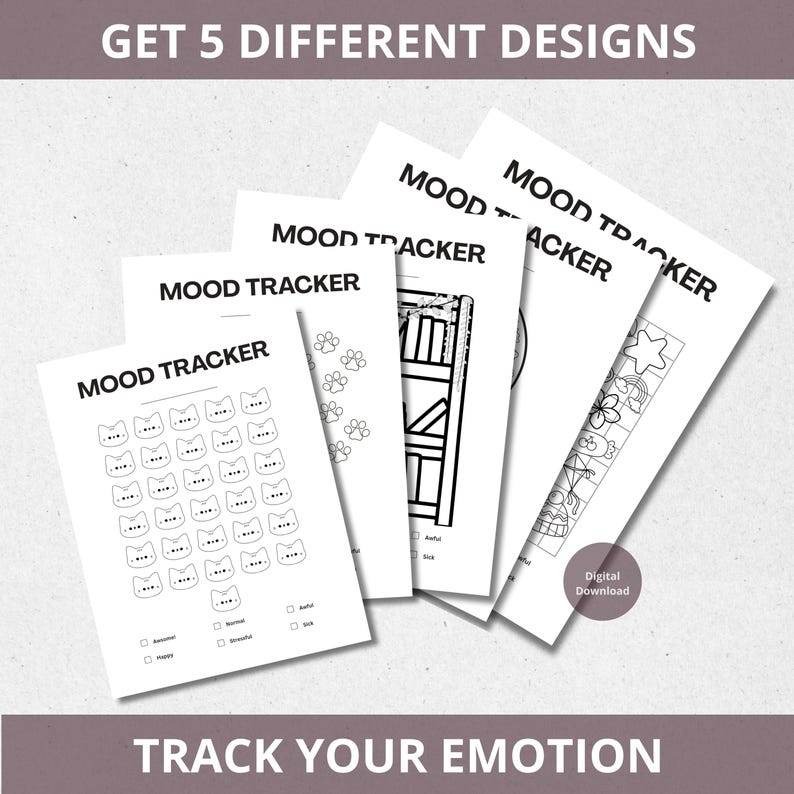 Mood Tracker Template Printable Daily Agenda Monthly Bullet Journal ...