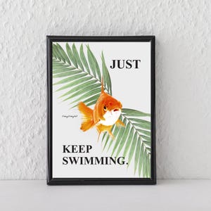 Goudvis grappig dier motiverende poster typografie Art Print positieve bevestiging kamer kantoorinrichting trendy muurkunst retro afdrukbaar ontwerp