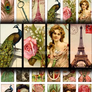 BONJOUR - Téléchargement numérique - Victorien français, Marie-Antoinette, Paris Tour Eiffel, Tour de Pise, Jardin romantique et paons, 1 x 2 Images