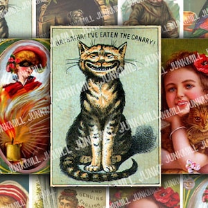 TARJETAS COMERCIALES VICTORIANAS - Hoja de collage imprimible digital - Muestra de animales victorianos antiguos, niños, anuncios antiguos y material efímero