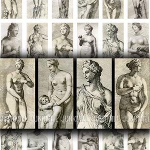 VENUS DI MEDICI - Digital Printable Collage Sheet - Ancient Greek and Roman Statues, Goddess Sculptures, Mythology, Black & White, 1&quot; x 2&quot;