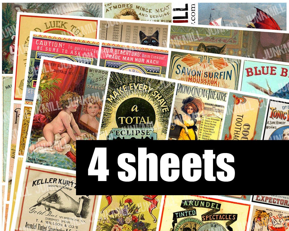 VERY VINTAGE Digital Printable Collage Sheets Vintage | Etsy