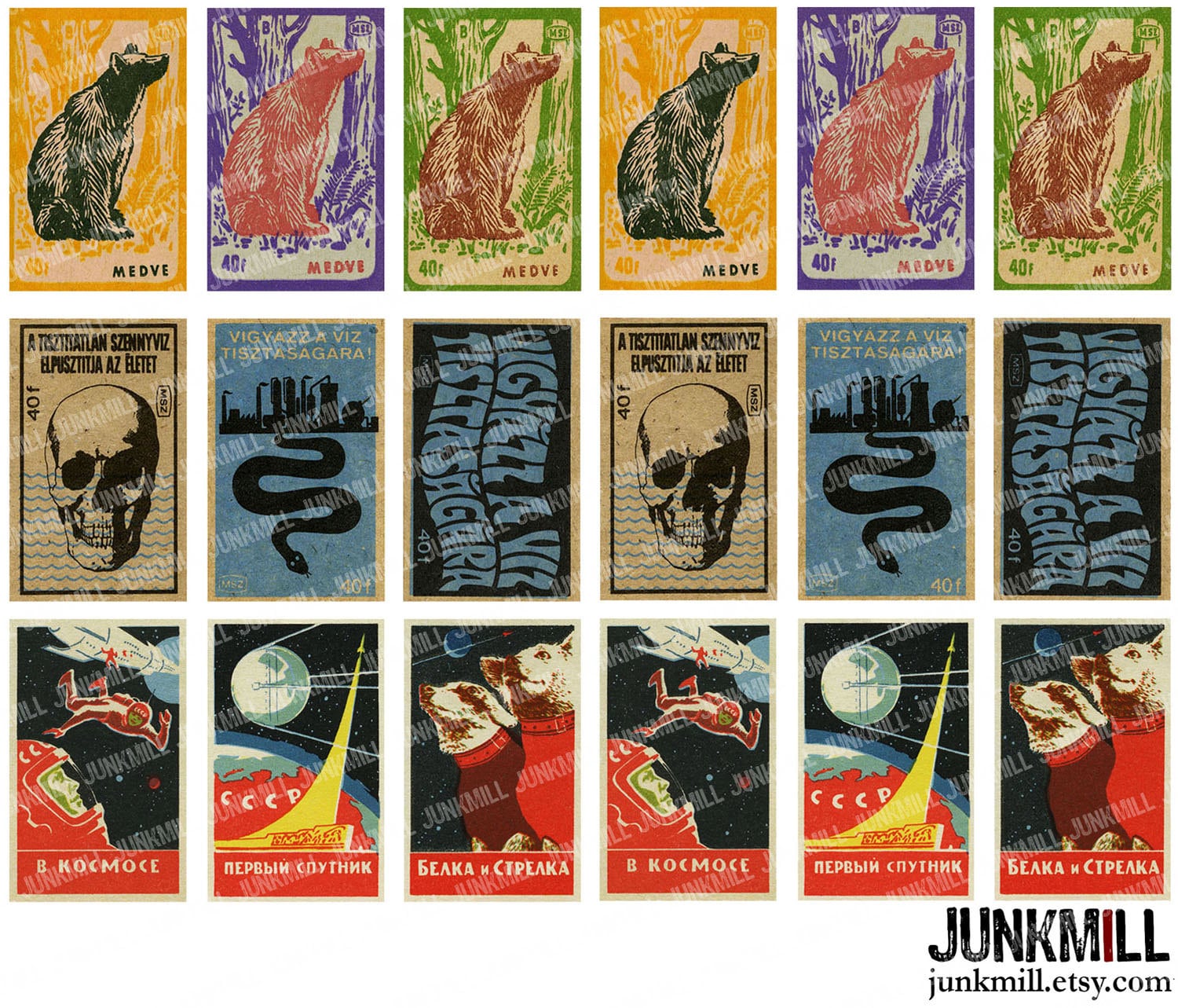FOREIGN MATCHBOX - Digital Printable Collage Sheet - Vintage