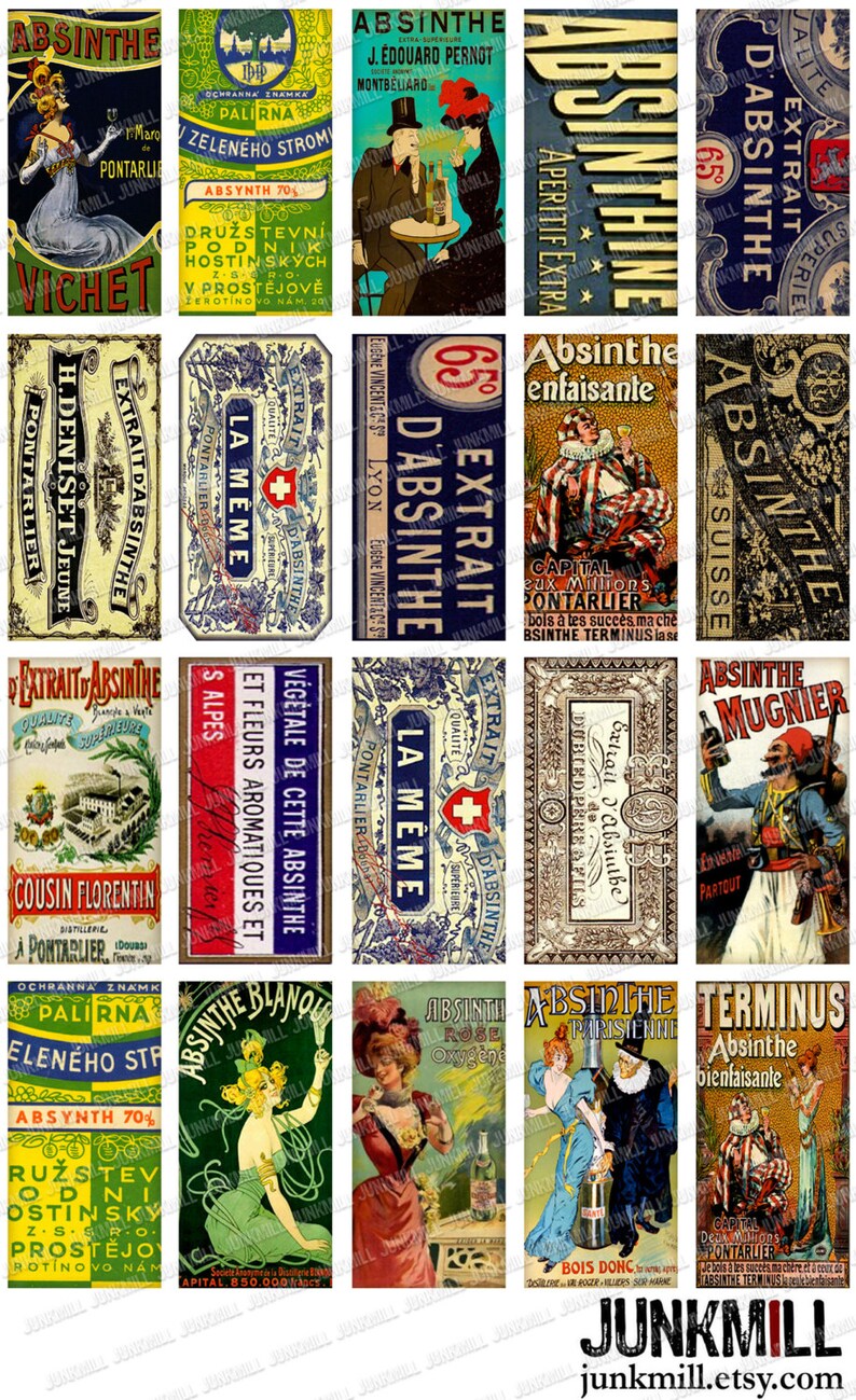 ABSINTHE - Digital Printable Collage Sheet - French Victorian Absinthe ...