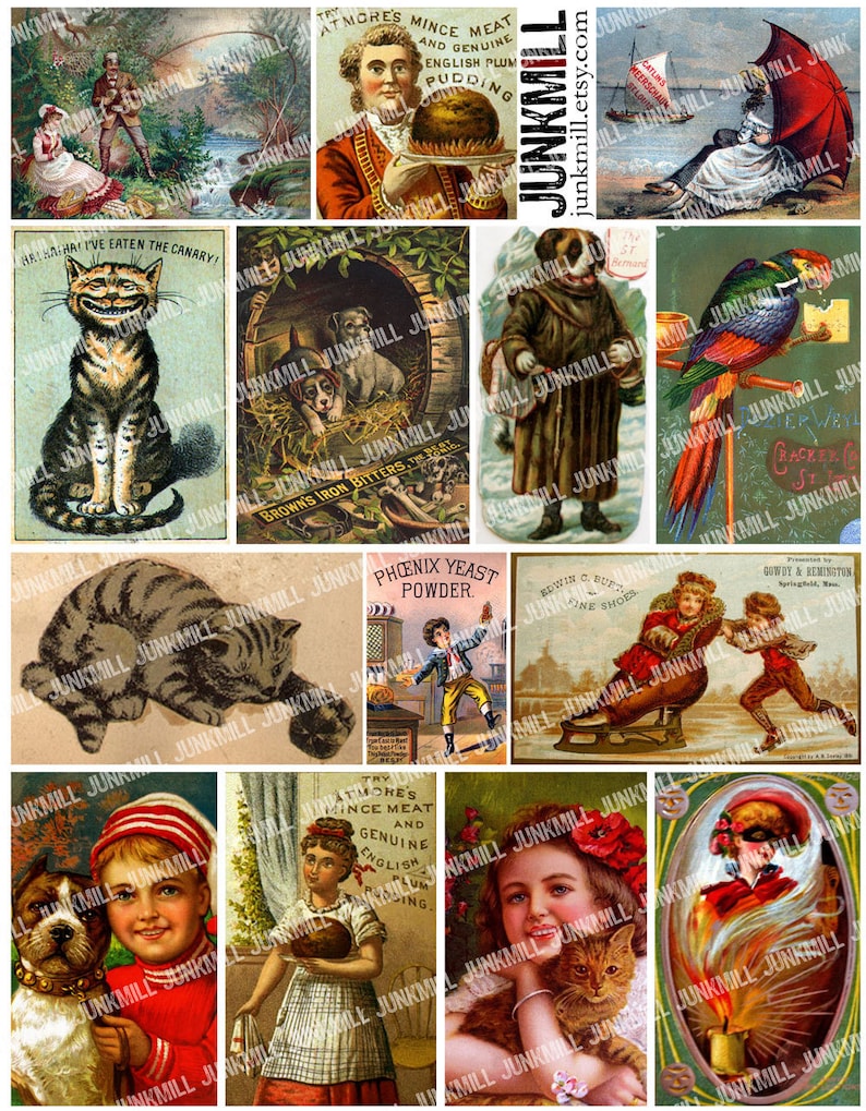 VERY VINTAGE Digital Printable Collage Sheets Vintage - Etsy
