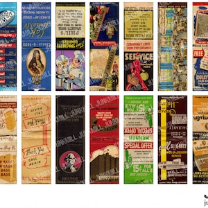 MATCHBOOK MICROSLIDES - Digital Printable Collage Sheet - Antique Matchbook Covers, Travel Souvenirs & Advertising, Instant Download
